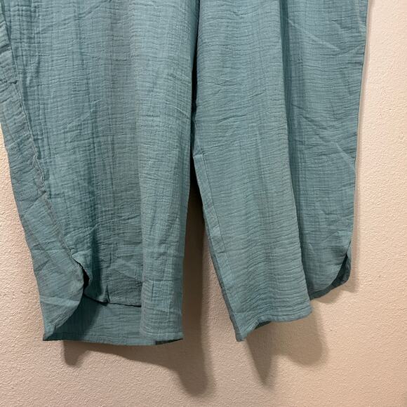 LOGO by Lori Goldstein Wide Leg Pants Size 3x Blue Gauze Crop Beachy - Picture 4 of 8